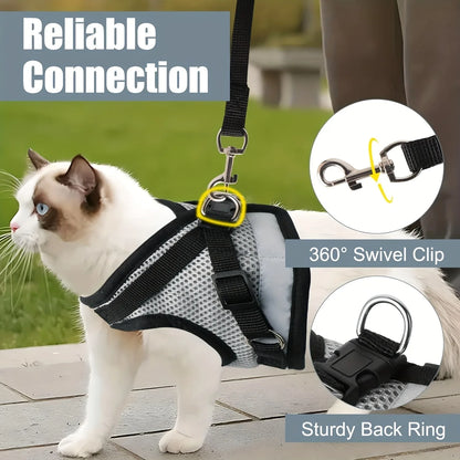 Pets Collar, Harness, Cats Pet Products Kitten Accessories Goods Kittens Harness Leash Things Breast-band Supplies For Cat Home